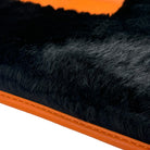 Black Sheepskin Floor Mats for Rolls-Royce Phantom Sedan (2003-2016) Orange Leather Trim - AutoWin