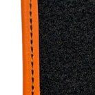 Black Sheepskin Floor Mats for Rolls-Royce Cullinan Orange Leather Trim - AutoWin