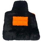 Black Sheepskin Floor Mats for Rolls-Royce Cullinan Orange Leather Trim - AutoWin