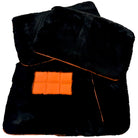 Black Sheepskin Floor Mats for Rolls-Royce Shadow (1965-1977) Orange Leather Trim - AutoWin