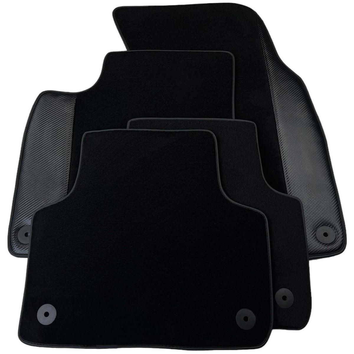 Custom Black Carbon Leather Floor Mats for Audi A6 - C6 Sedan Long (2004-2008) 