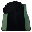 Black Floor Mats for BMW 5 Series G30 | Green Leather Borders