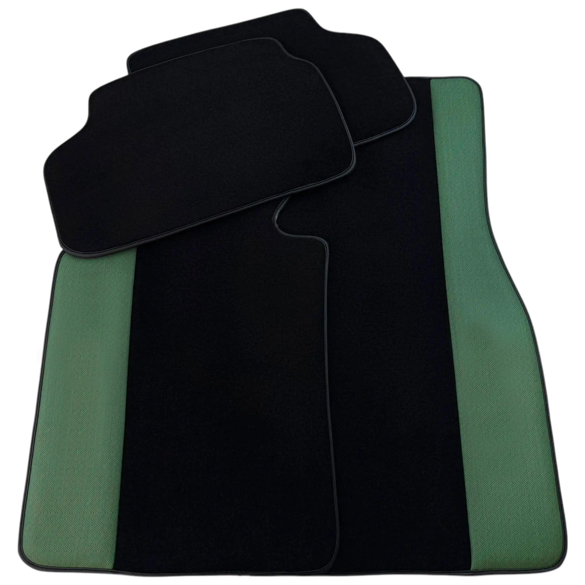 Black Floor Mats for BMW 5 Series G30 | Green Leather Borders