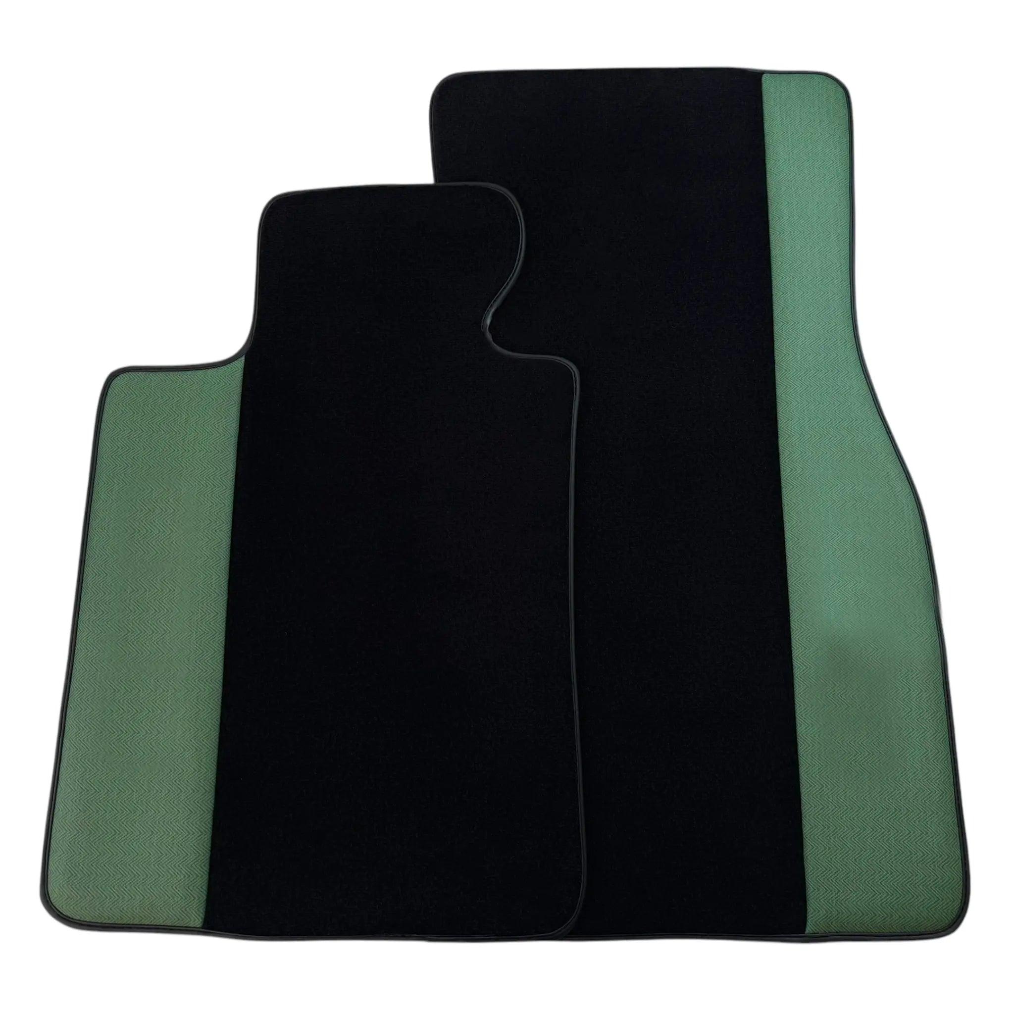 Black Floor Mats for BMW 5 Series G30 | Green Leather Borders