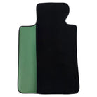 Black Floor Mats for BMW 5 Series G30 | Green Leather Borders