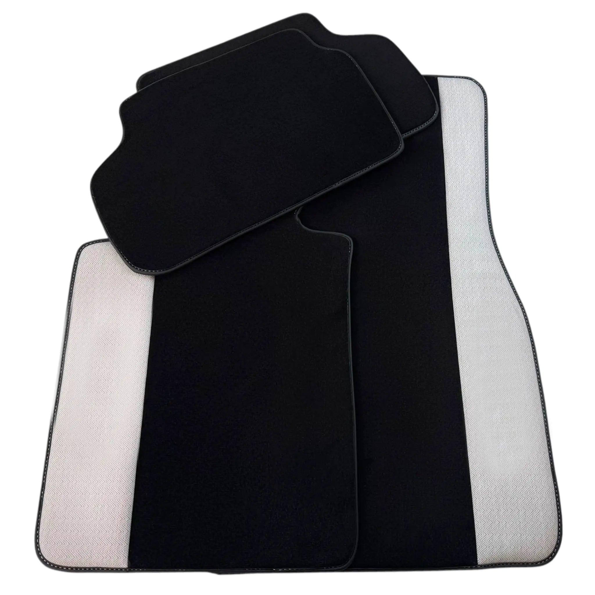 Black Floor Mats for BMW 5 Series G30 with Gray Leather Borders