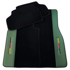 Black Floor Mats for BMW 5 Series G30 with Green Leather ER56 Performance