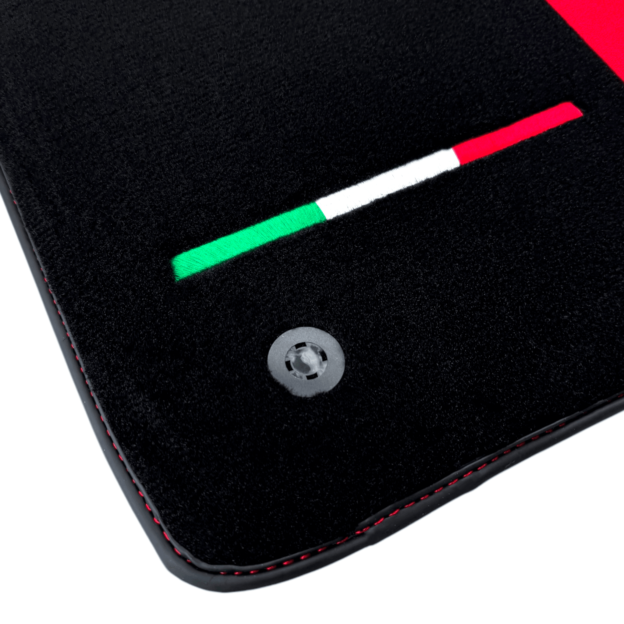 Black Floor Mats for Ferrari 296 GTS with Red Alcantara Borders | Italian Edition