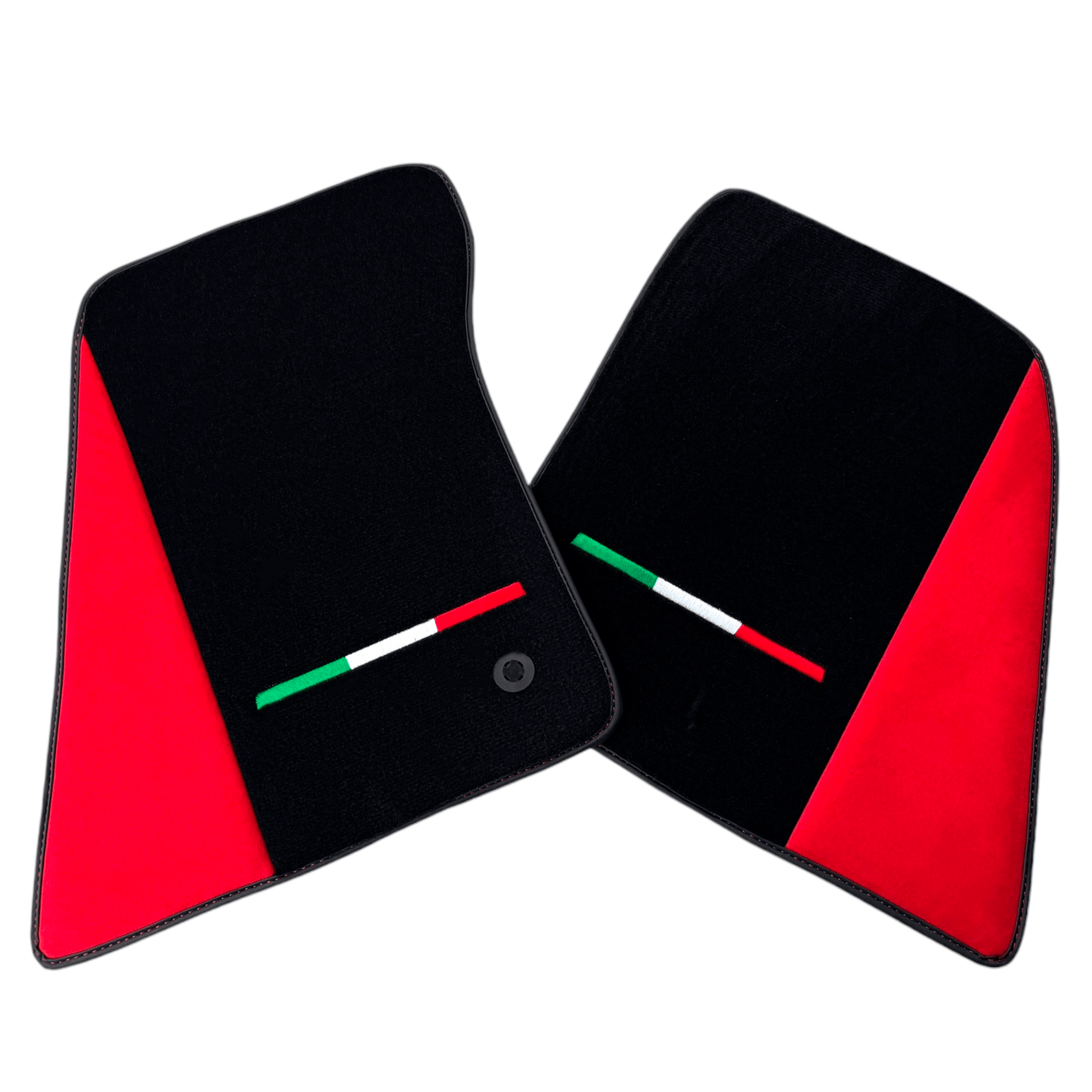 Black Floor Mats for Ferrari 296 GTS with Red Alcantara Borders | Italian Edition