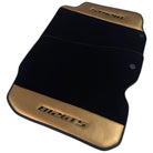 Black Floor Mats for Ferrari 812 GTS (2019-2023) with Gold Leather