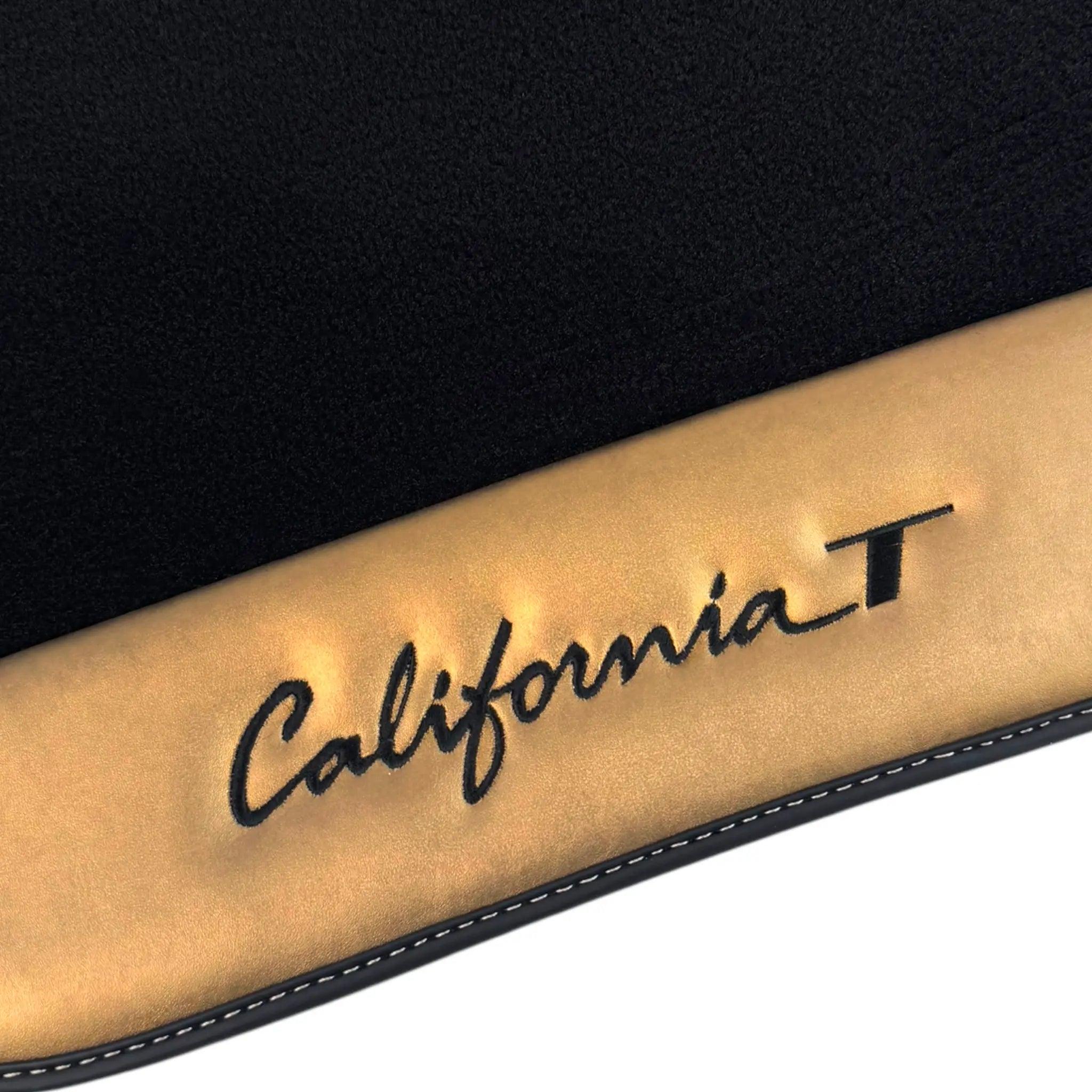 Black Floor Mats for Ferrari California T (2015-2018) with Gold Leather