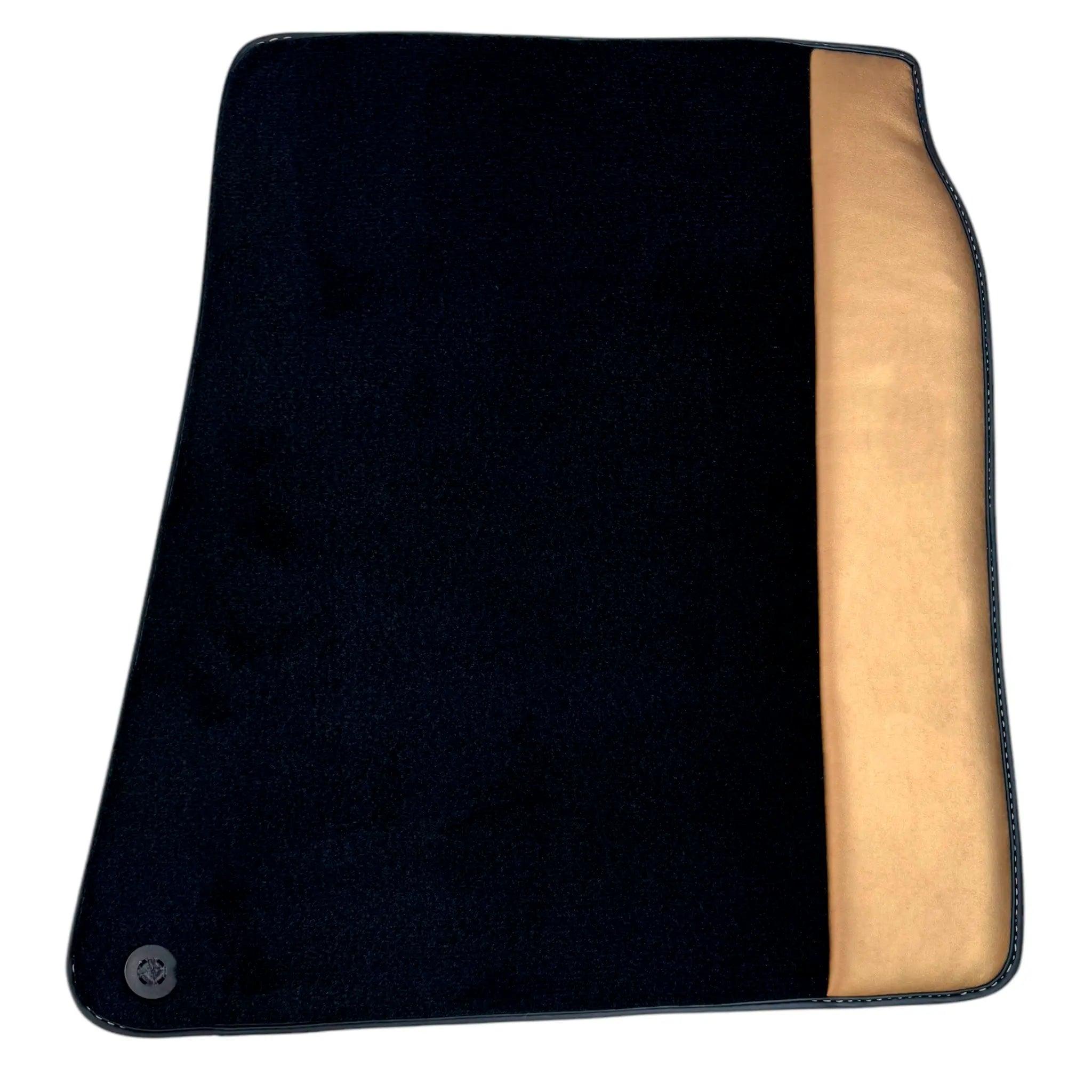 Black Floor Mats for Ferrari California T (2015-2018) with Golden Leather