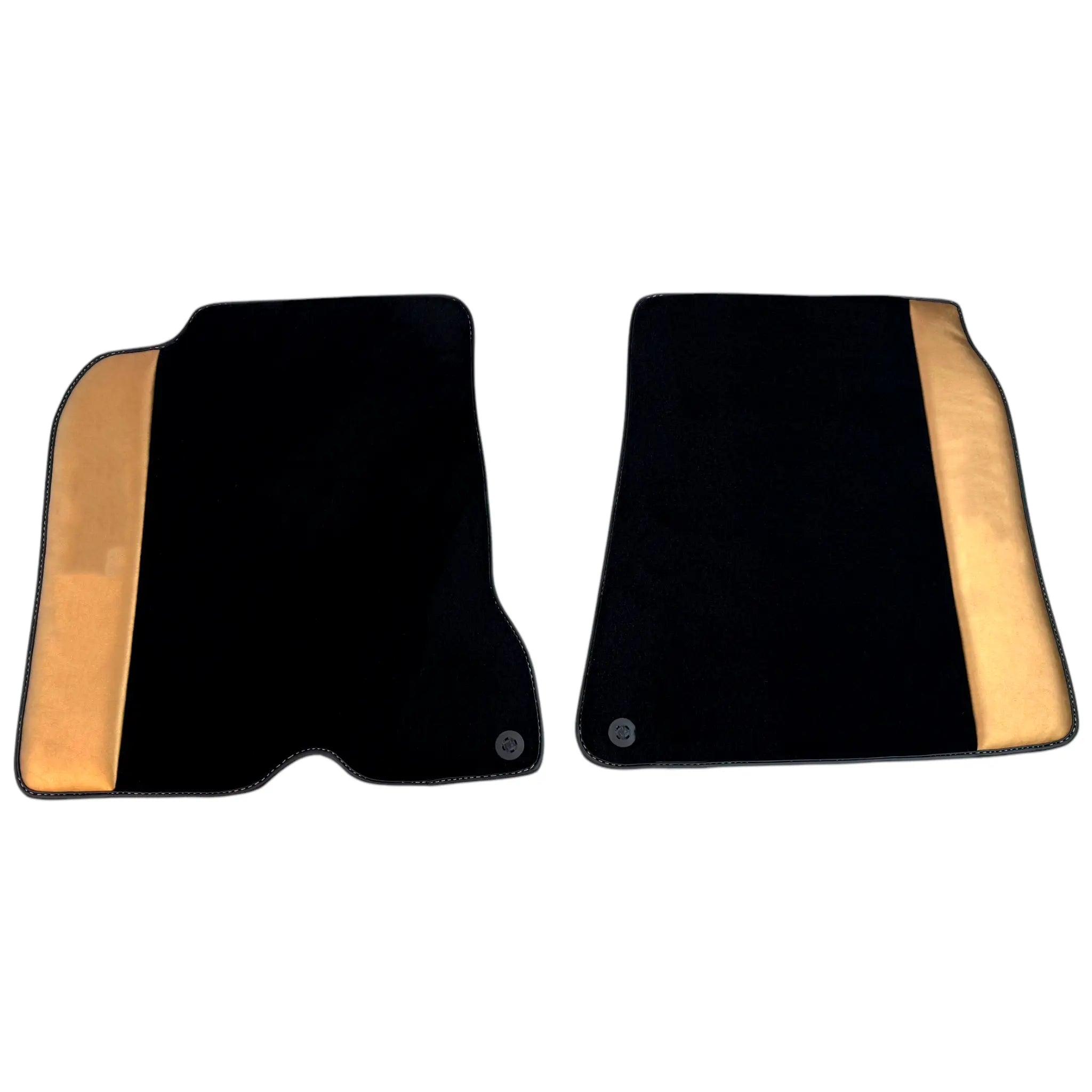 Black Floor Mats for Ferrari California T (2015-2018) with Golden Leather