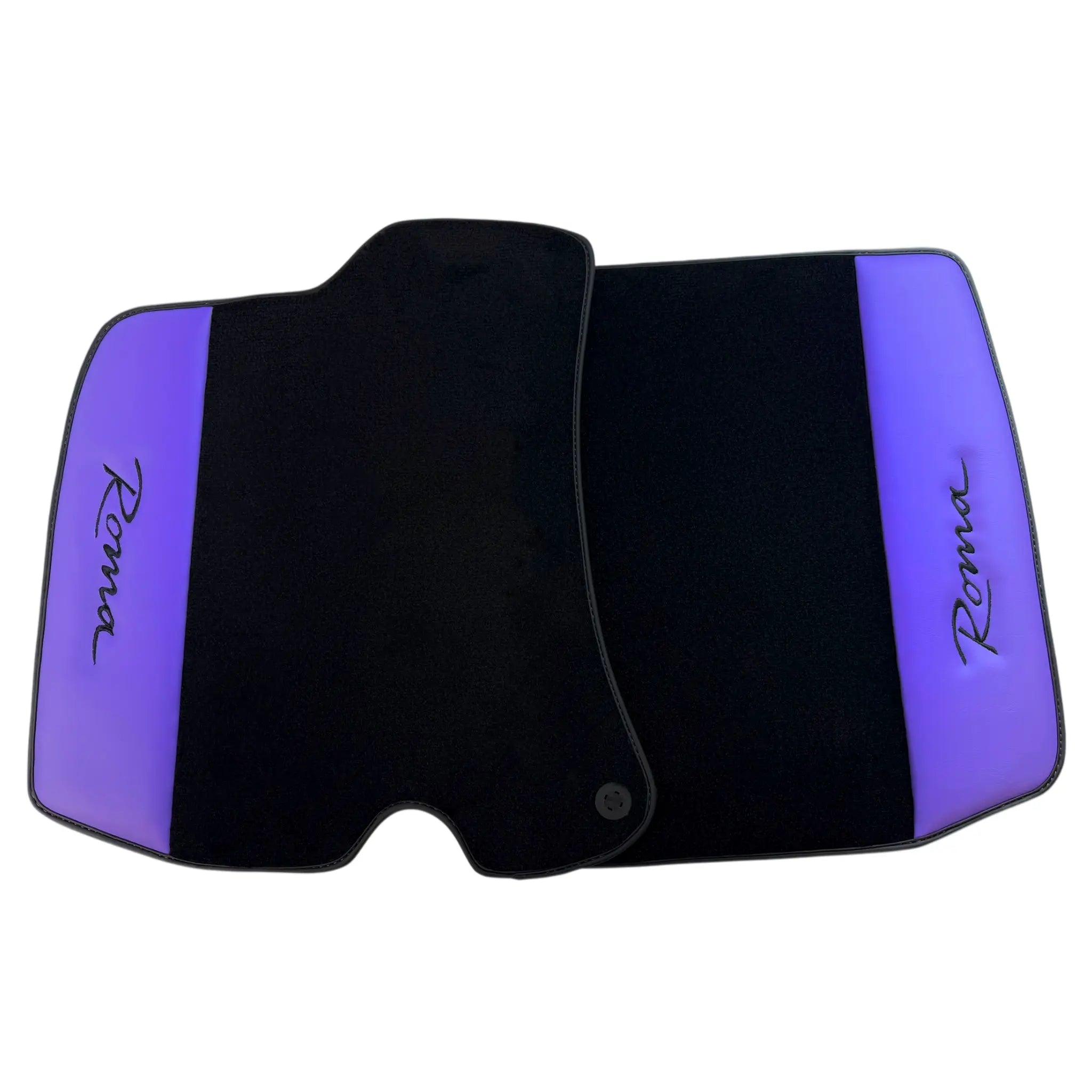 Black Floor Mats for Ferrari Roma (2021-2024) with Purple Leather