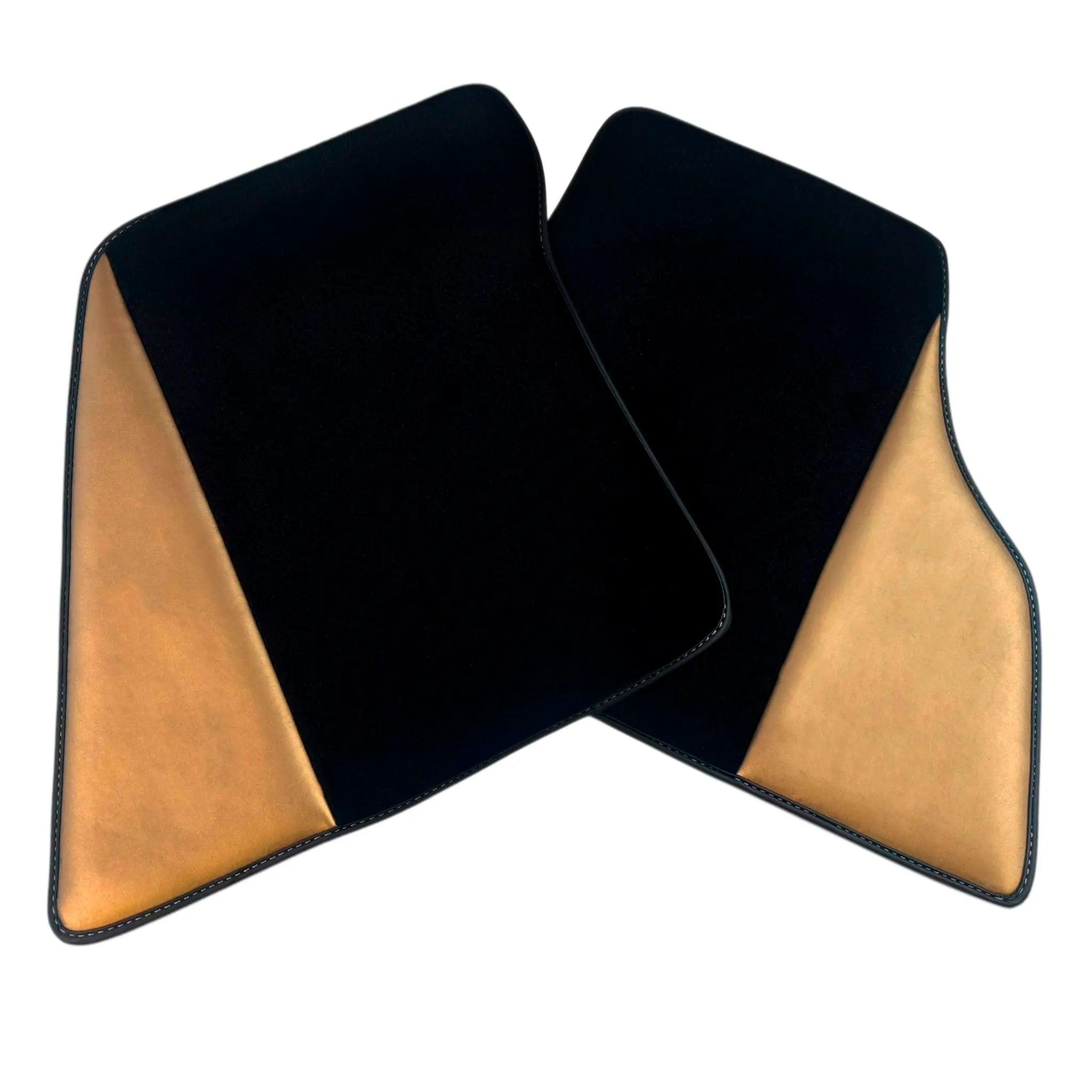 Black Floor Mats for Ferrari SF90 Stradale (2019-2024) with Golden Leather