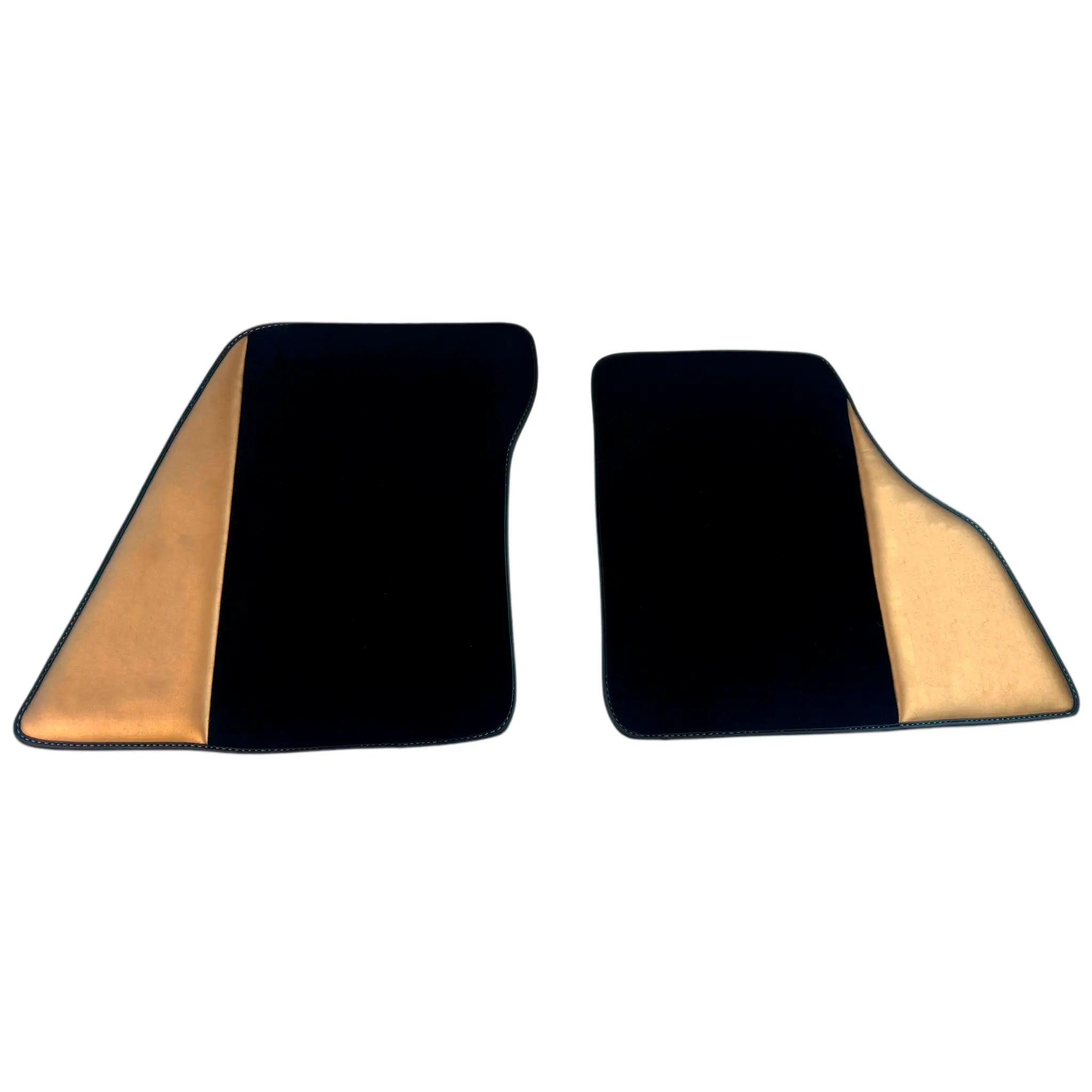 Black Floor Mats for Ferrari SF90 Stradale (2019-2024) with Golden Leather