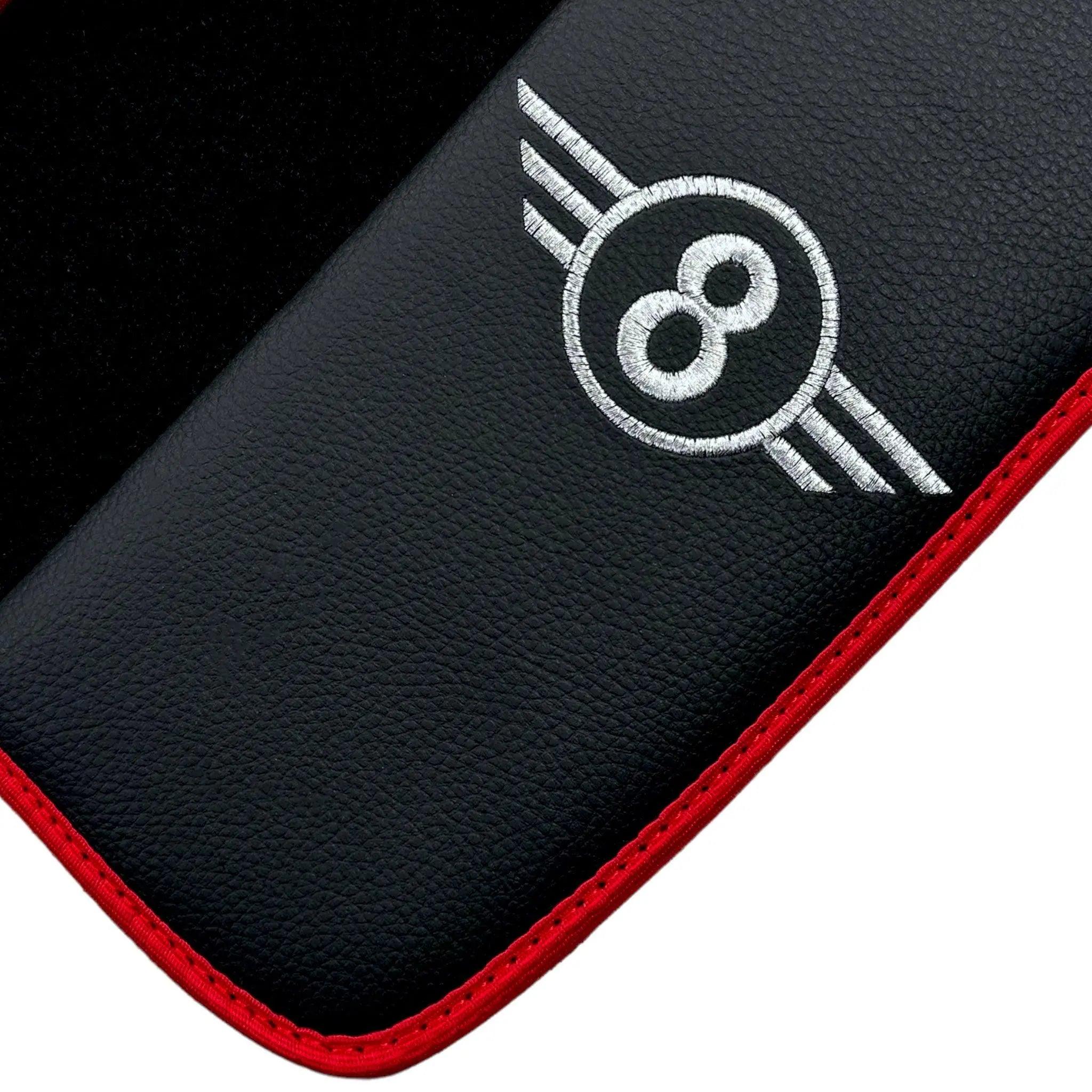 Black Floor Mats for Mini Countryman F60 Hybrid (2020-2023) With Leather | Red Trim - AutoWin