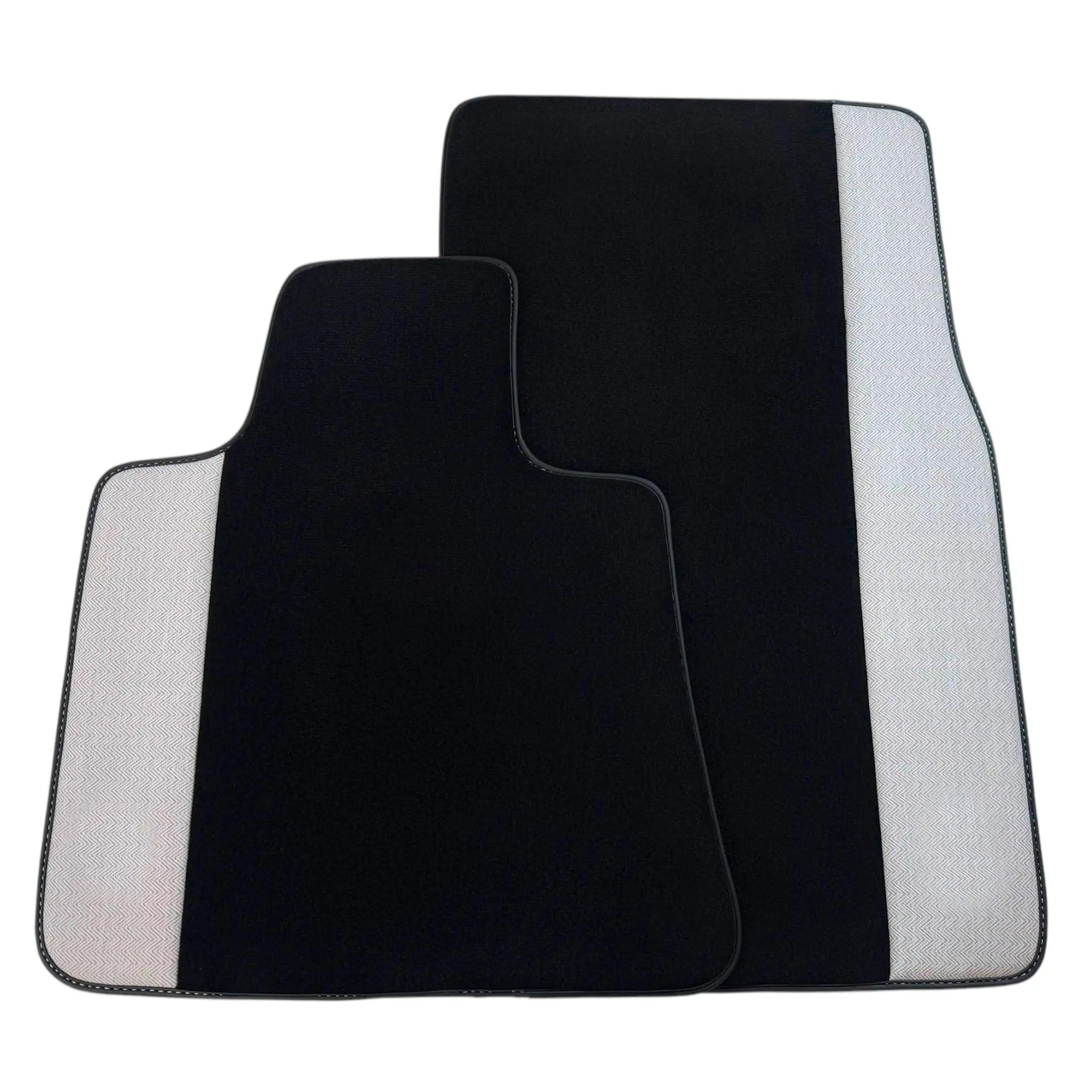 Black Floor Mats for Rolls Royce Cullinan 2018–2025 with Gray Leather Borders