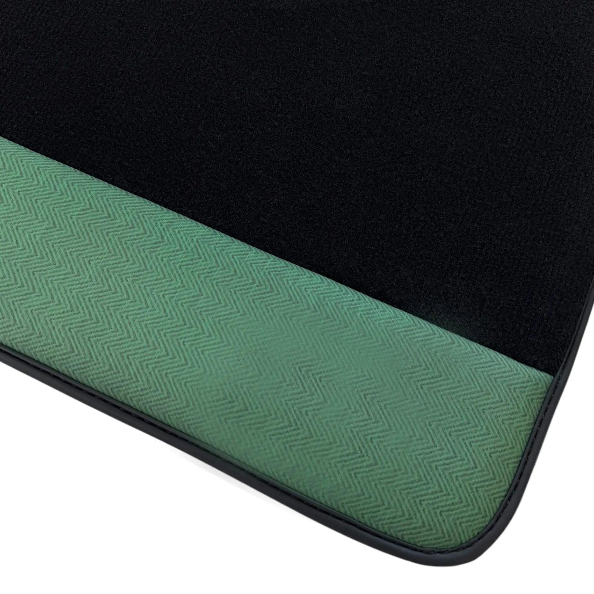 Black Floor Mats for Rolls Royce Cullinan (2018–2025) with Green Leather Borders