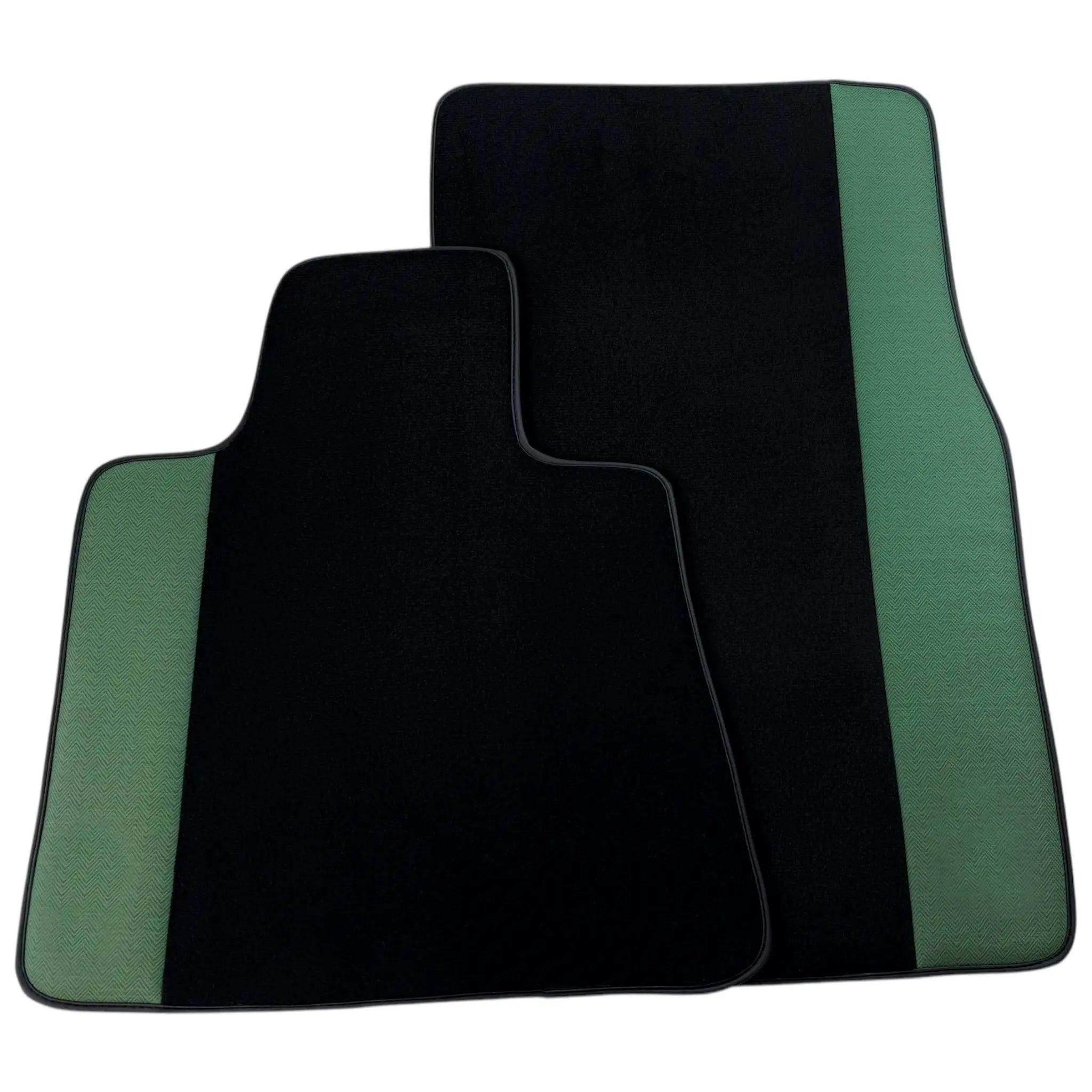 Black Floor Mats for Rolls Royce Cullinan (2018–2025) with Green Leather Borders