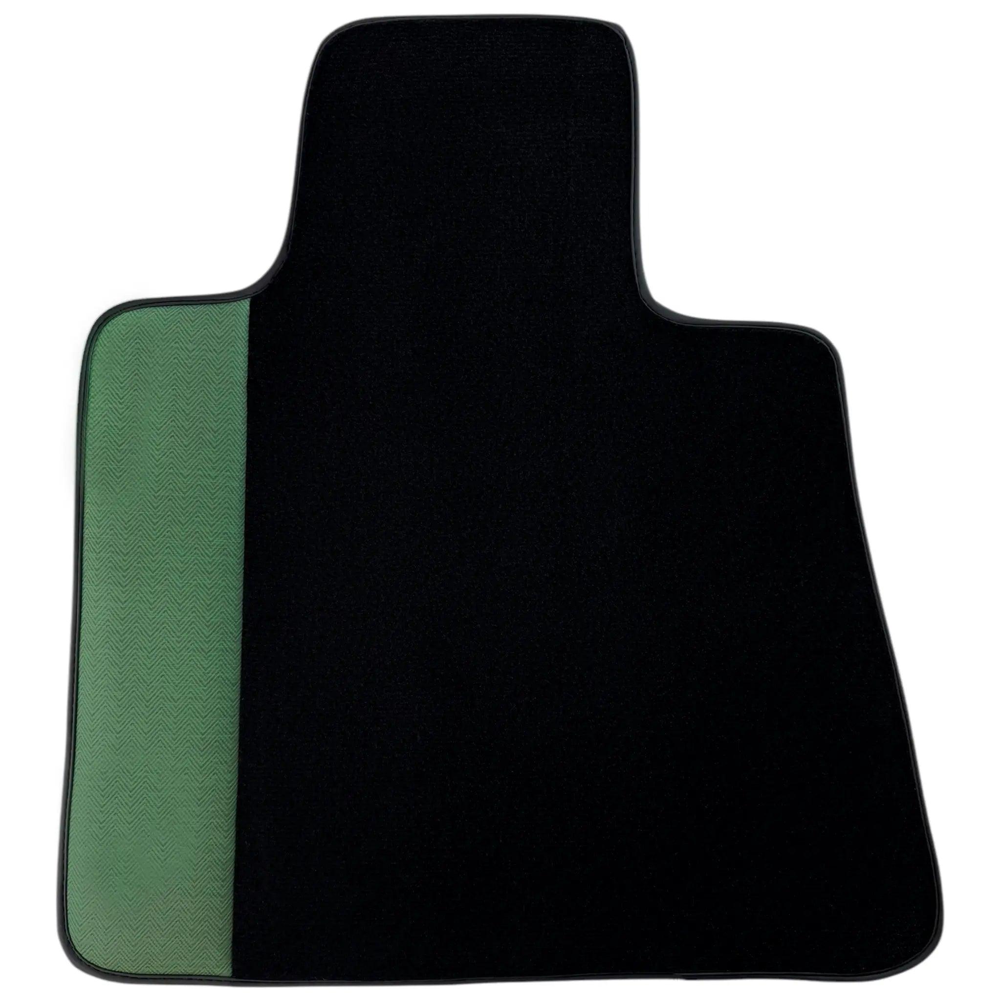 Black Floor Mats for Rolls Royce Cullinan (2018–2025) with Green Leather Borders