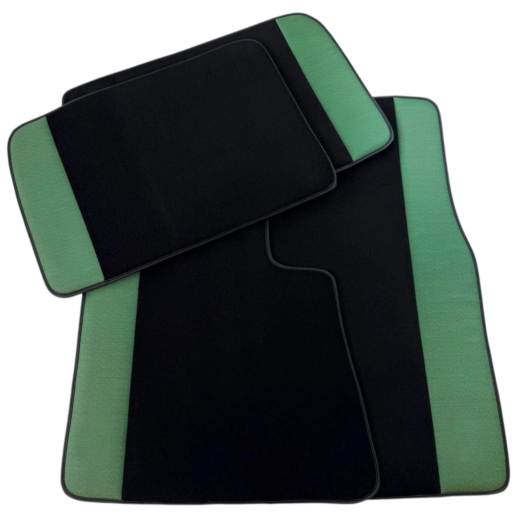 Black Floor Mats for Rolls Royce Cullinan (2018–2025) with Green Leather Borders