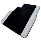 Black Floor Mats for Rolls Royce Ghost Series I 2010-2020 with Gray Leather Borders