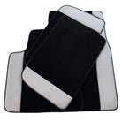 Black Floor Mats for Rolls Royce Ghost Series I 2010-2020 with Gray Leather Borders