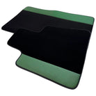 Black Floor Mats for Rolls Royce Phantom Sedan (2003-2016) with Green Leather Borders