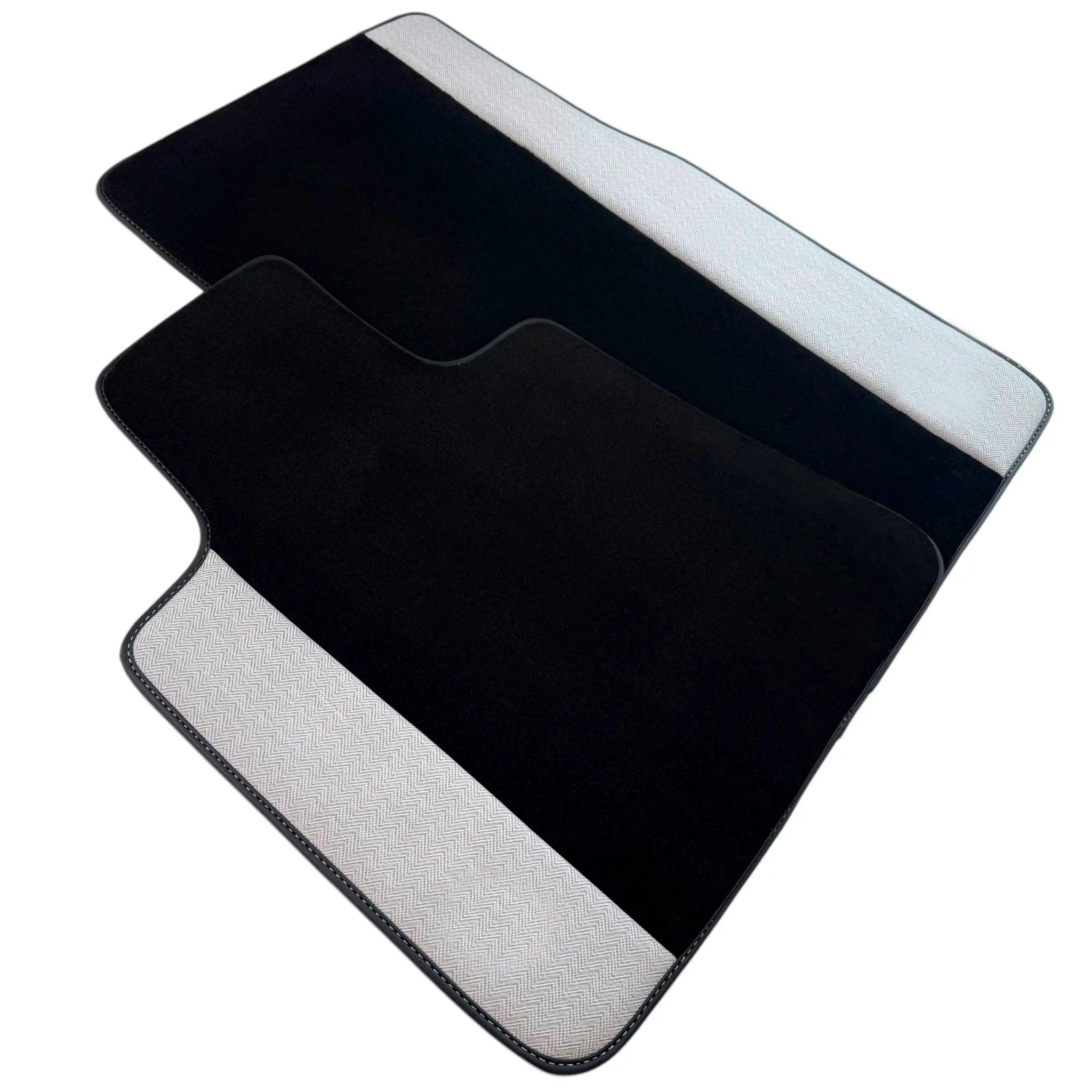 Black Floor Mats for Rolls Royce Shadow 1965-1977 with Gray Leather Borders