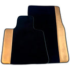 Black Floor Mats for Rolls Royce Shadow (1965-1977) with Golden Leather