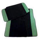 Black Floor Mats for Rolls Royce Wraith (2013–2023) with Green Leather Borders