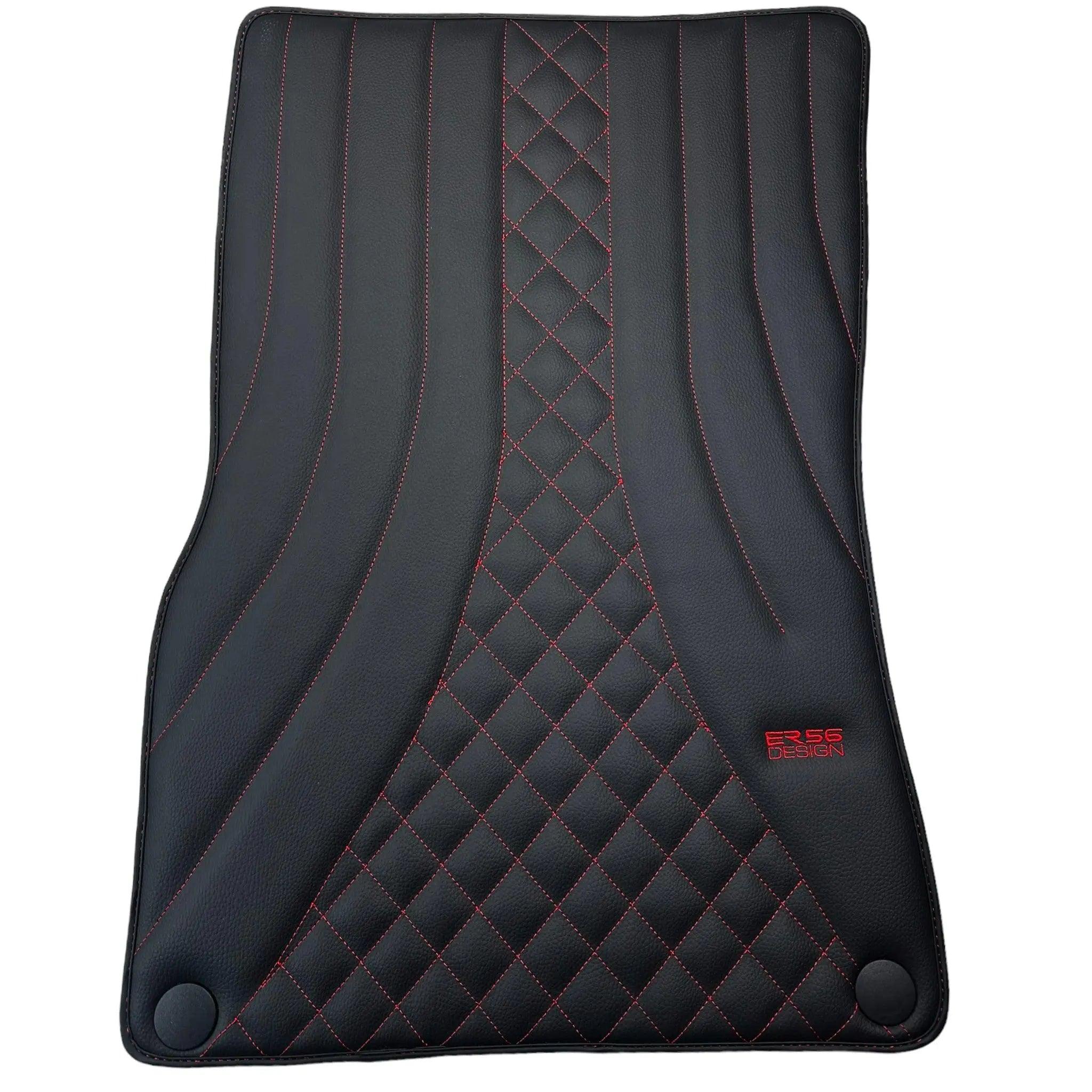 Black Leather Floor Mats For Mercedes Benz C-Class C205 Coupe Facelift (2018-2023) | ER56 Design - AutoWin