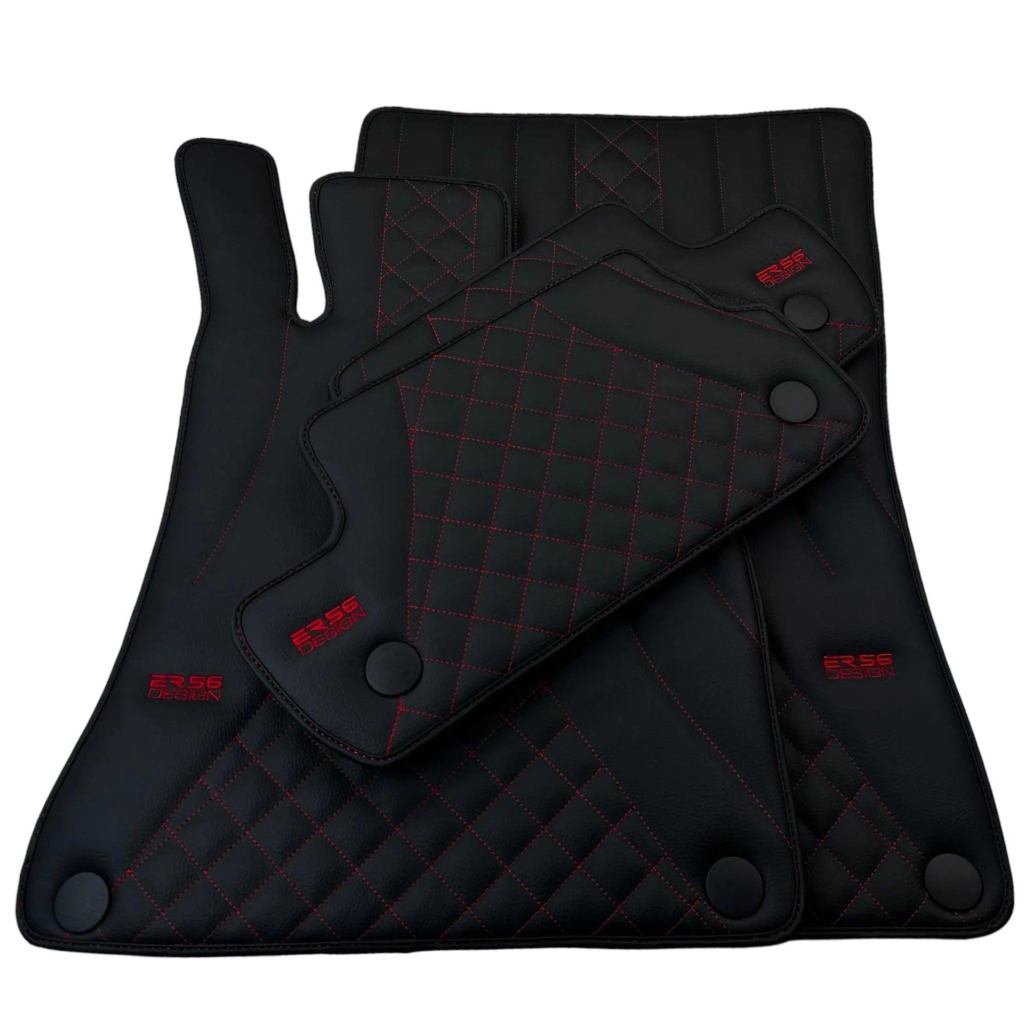 Black Leather Floor Mats For Mercedes Benz C-Class C205 Coupe (2015-2018) | ER56 Design - AutoWin