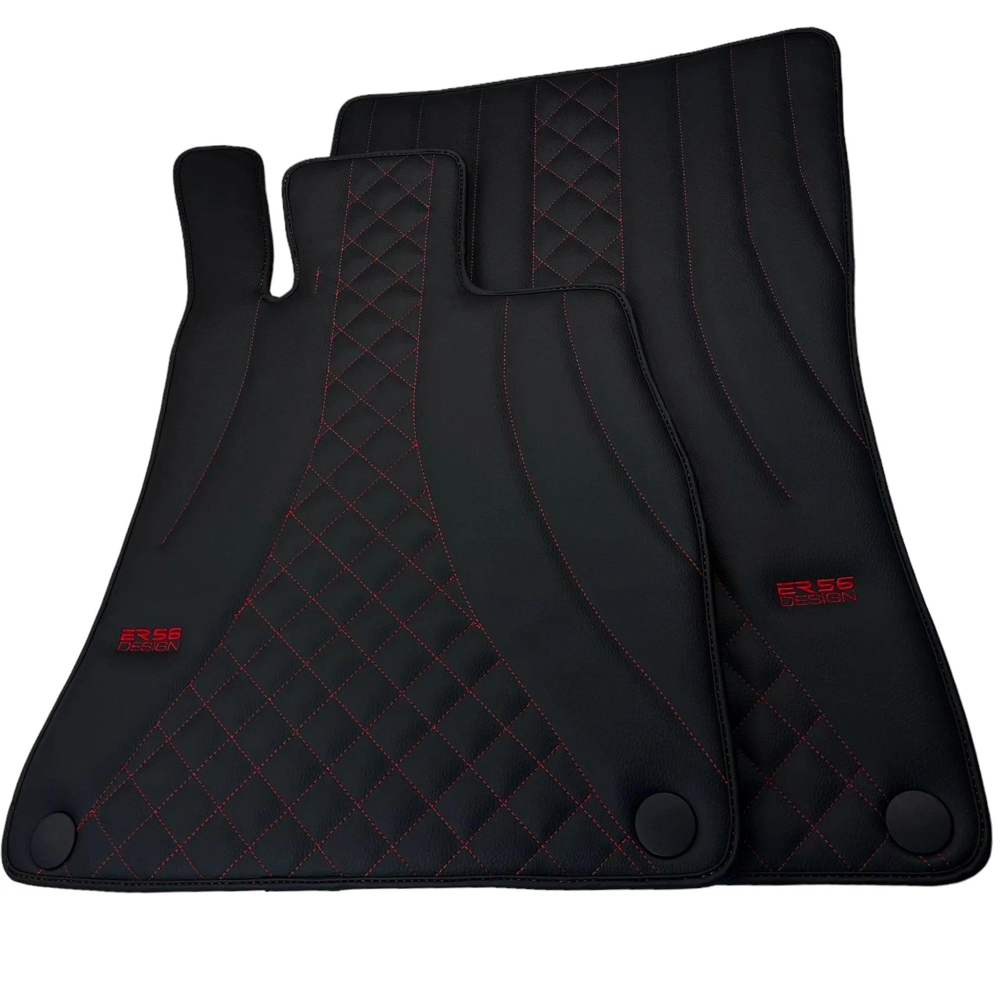 Black Leather Floor Mats For Mercedes Benz C-Class CL203 Coupe (2000-2008) | ER56 Design - AutoWin