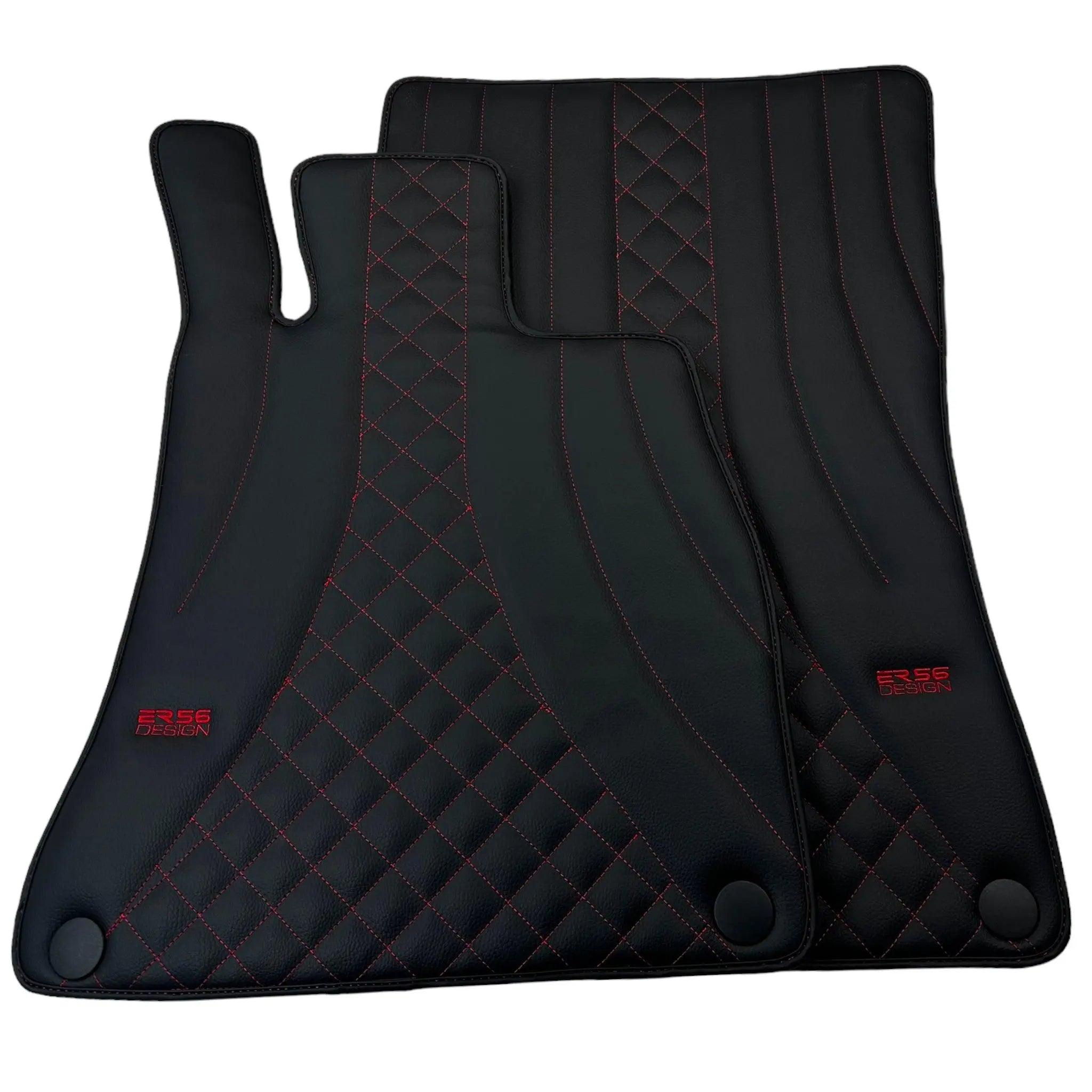 Black Leather Floor Mats For Mercedes Benz C-Class S205 Wagon Facelift (2018-2021) | ER56 Design - AutoWin