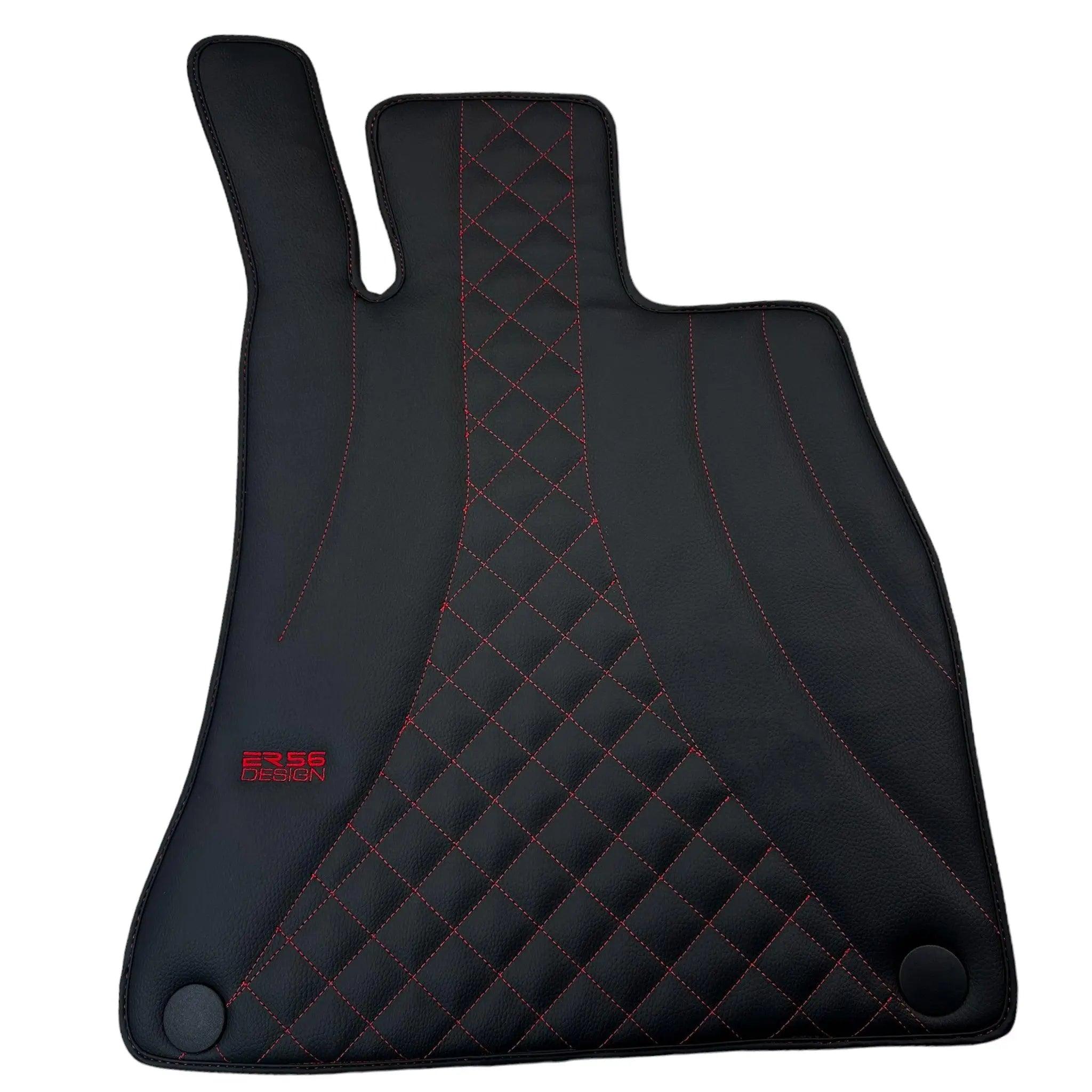 Black Leather Floor Mats For Mercedes Benz C-Class W202 Sedan (1993-2000) | ER56 Design - AutoWin