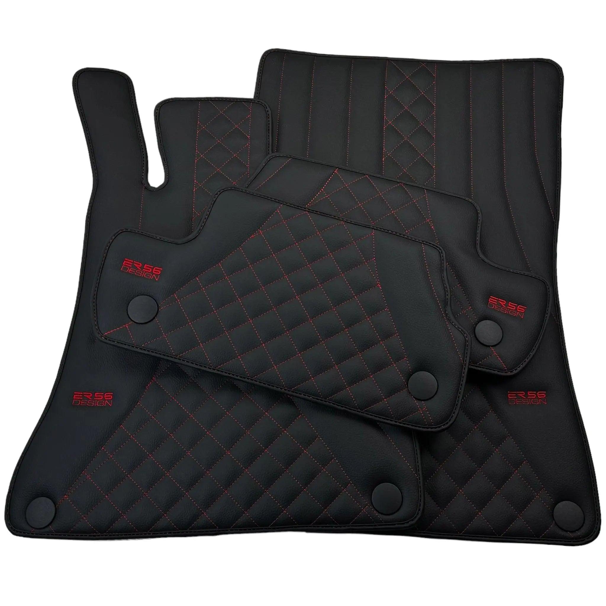 Black Leather Floor Mats For Mercedes Benz EQE-Class X294 (2023-2024) | ER56 Design - AutoWin