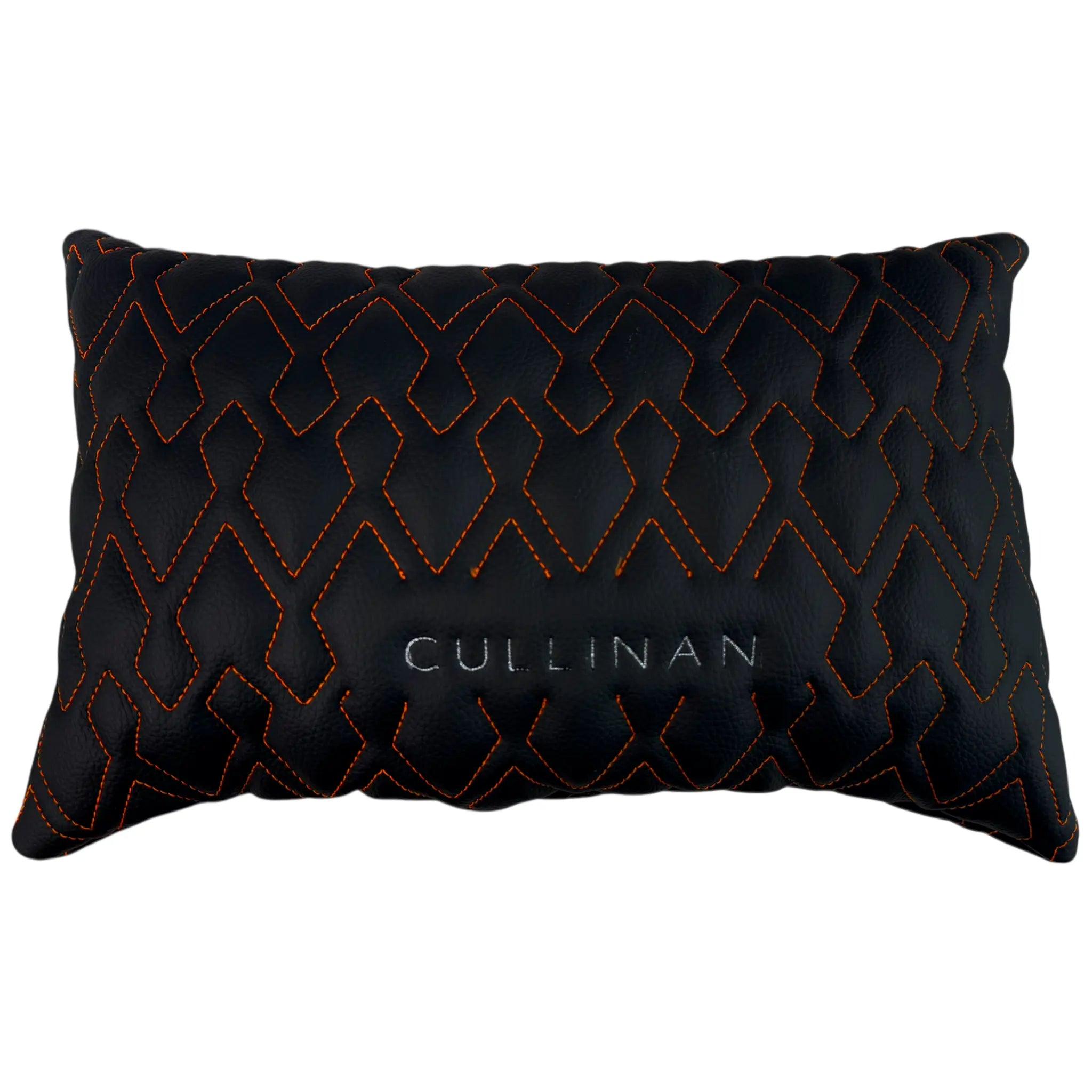 Black Leather Pillows Set of 2 for Rolls-Royce Cullinan | Orange Sewing