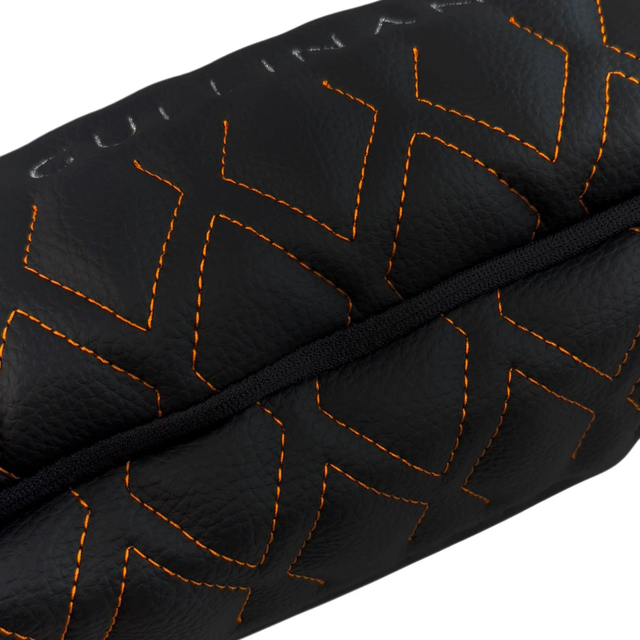 Black Leather Pillows Set of 2 for Rolls-Royce Cullinan | Orange Sewing