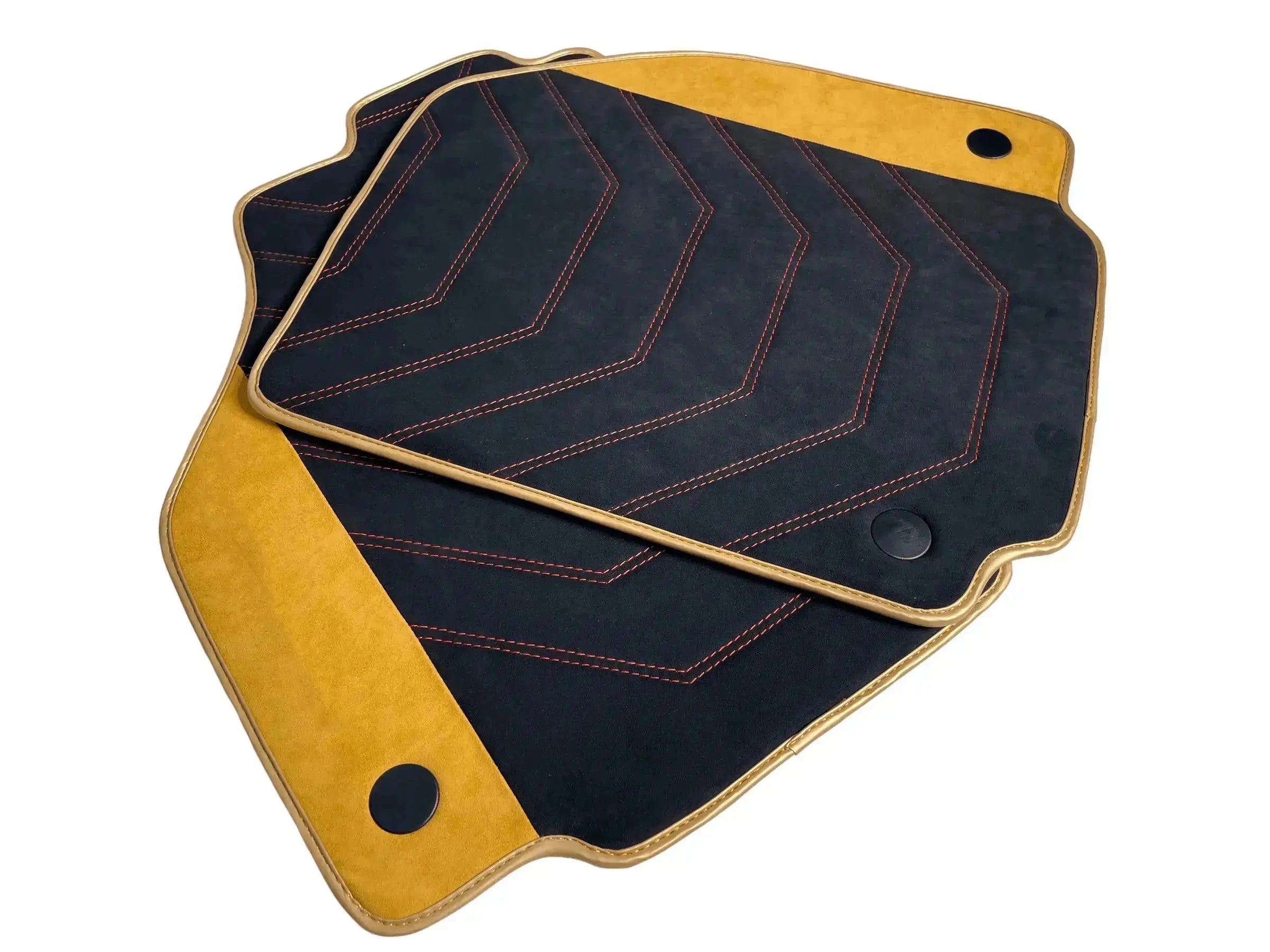 Customizable Black Floor Mats for Ferrari F8 Tributo (2019-2023) with Tan Alcantara Leather - AutoWin