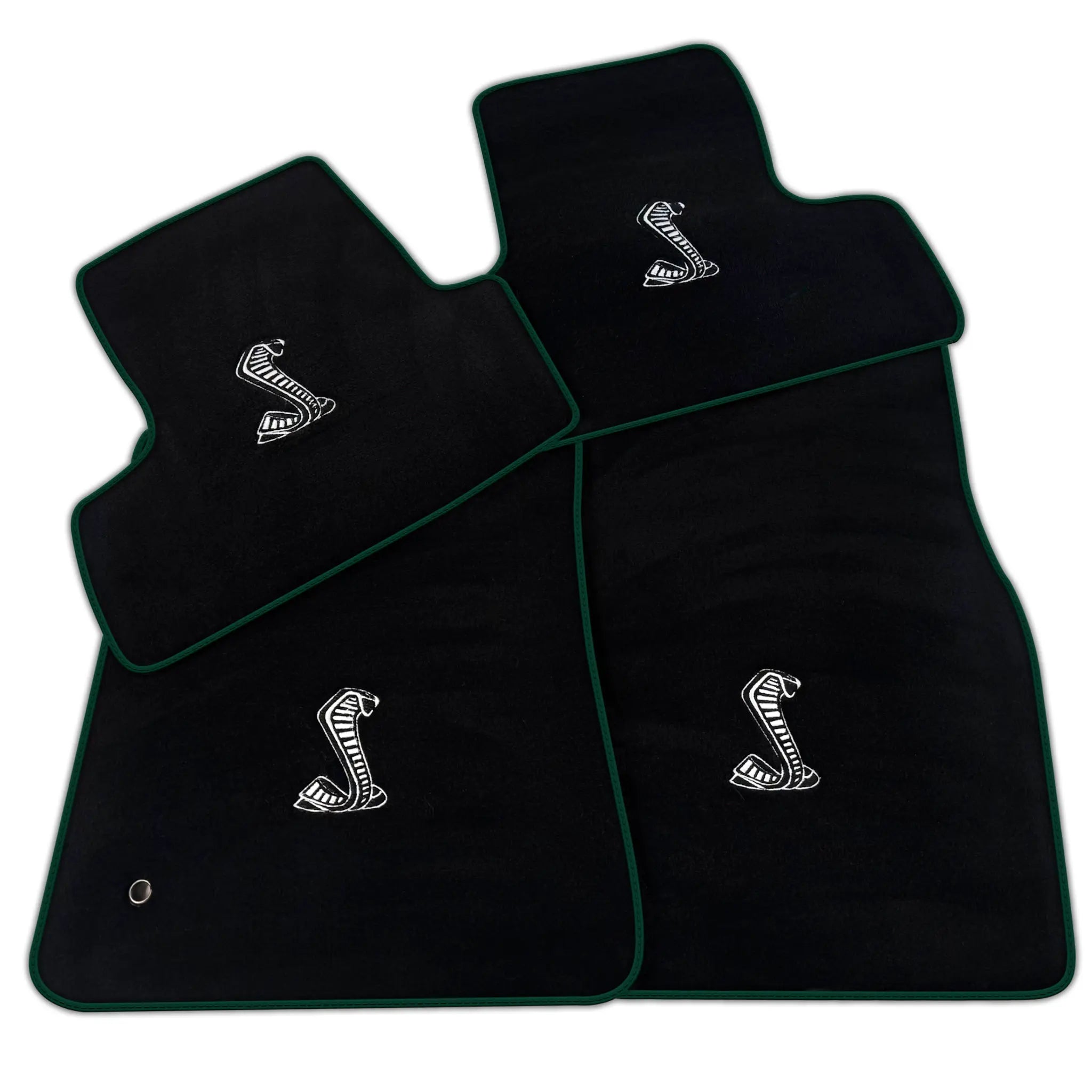 Customizable Black Floor Mats for Ford Mustang V (2004-2010) with Snake