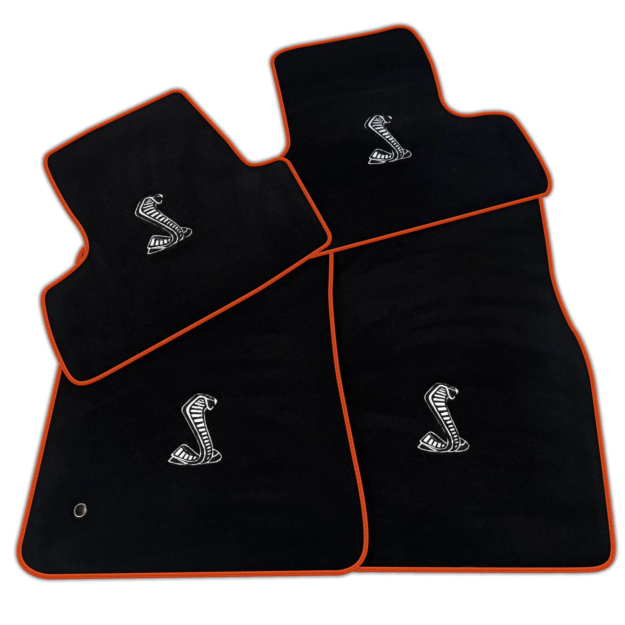 Customizable Black Floor Mats for Ford Mustang V (2004-2010) with Snake