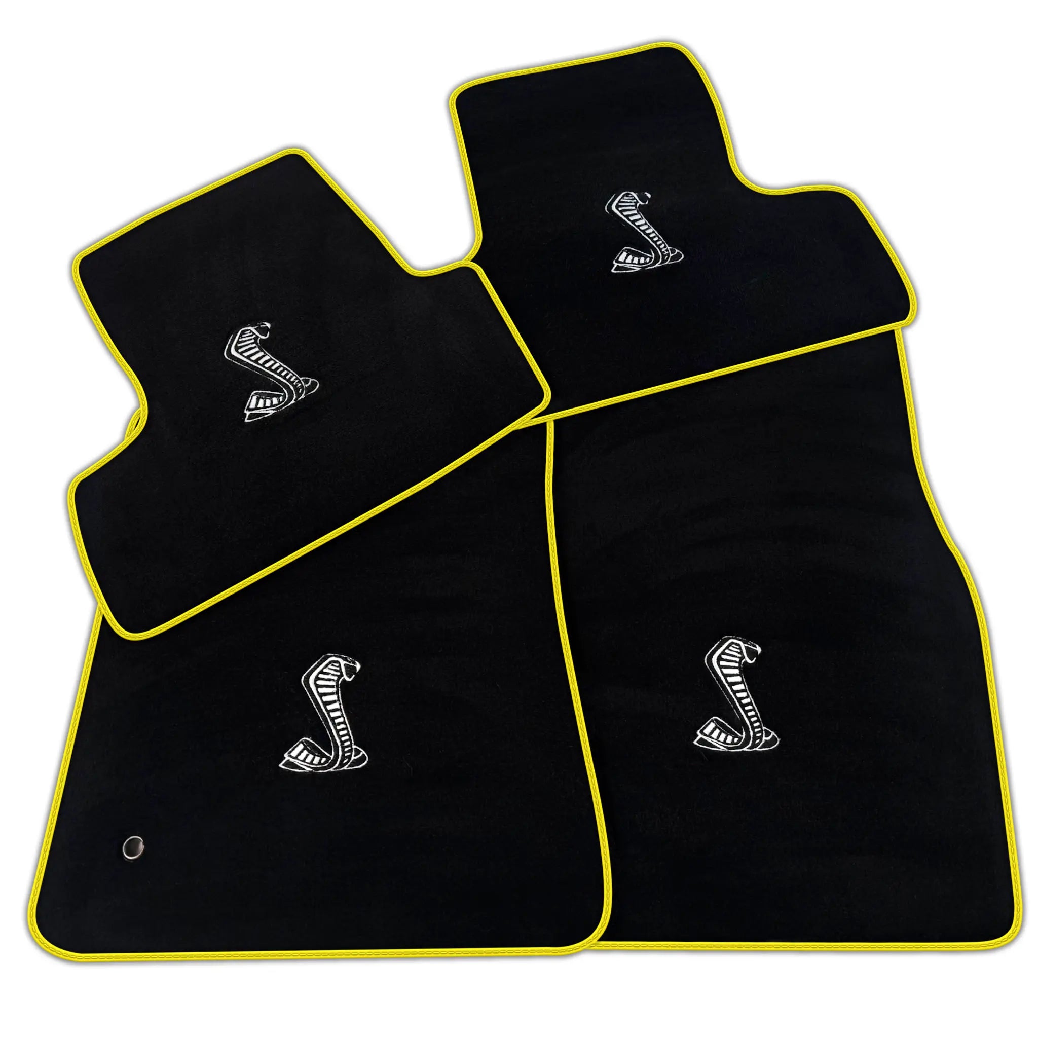 Customizable Black Floor Mats for Ford Mustang V (2004-2010) with Snake