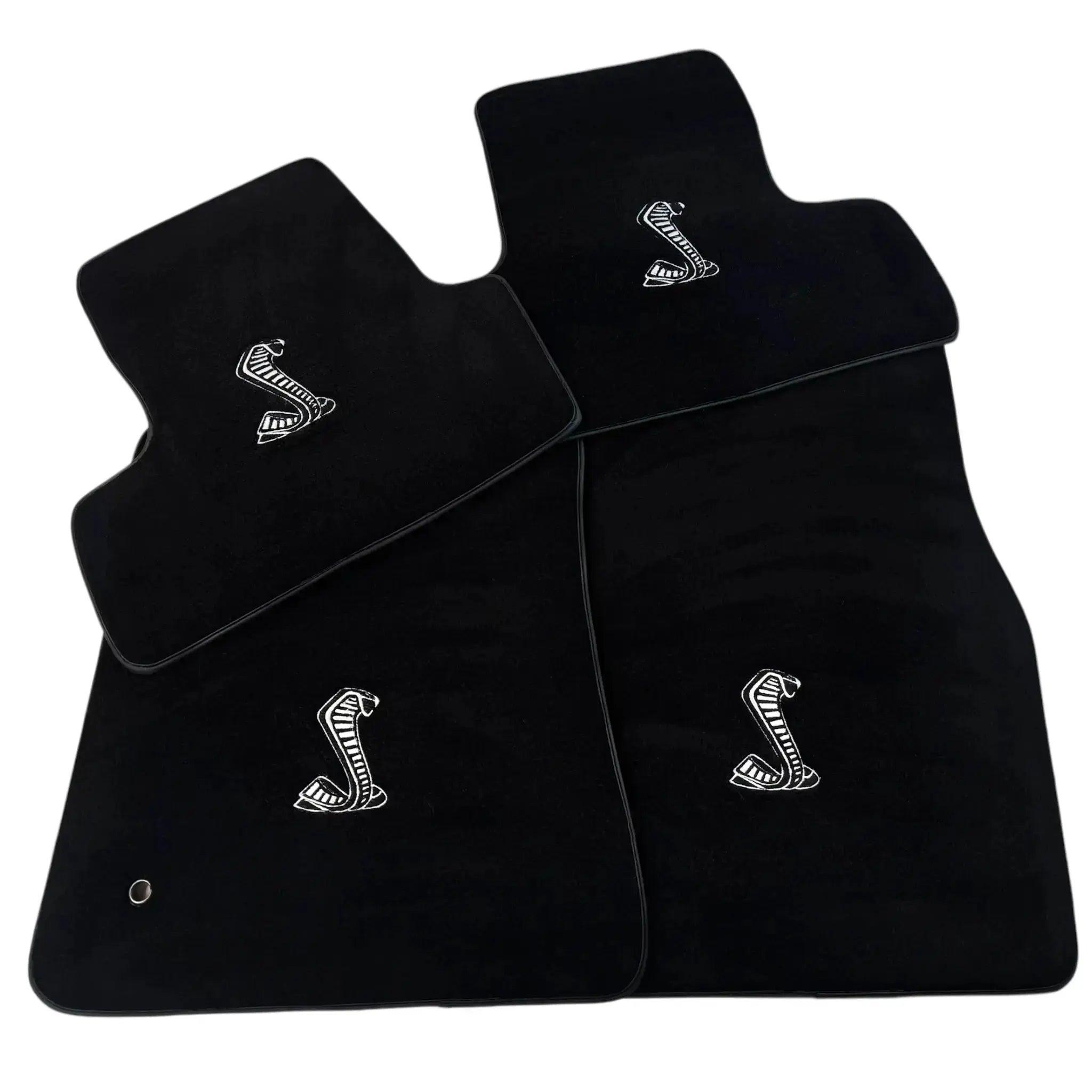 Customizable Black Floor Mats for Ford Mustang V (2004-2010) with Snake