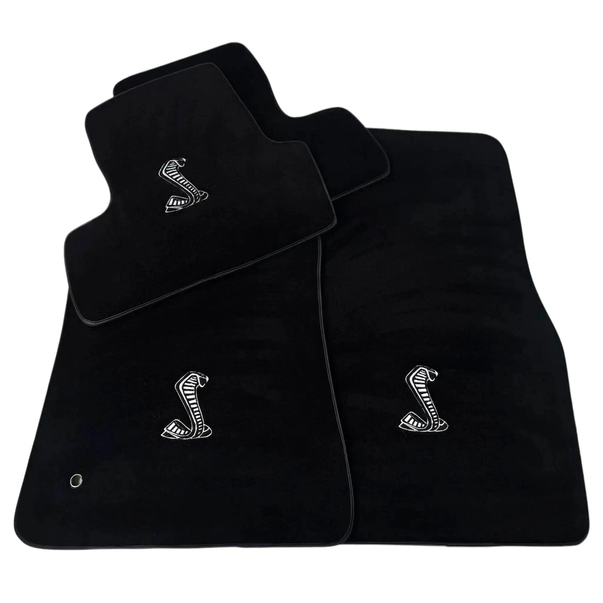 Customizable Black Floor Mats for Ford Mustang V (2004-2010) with Snake