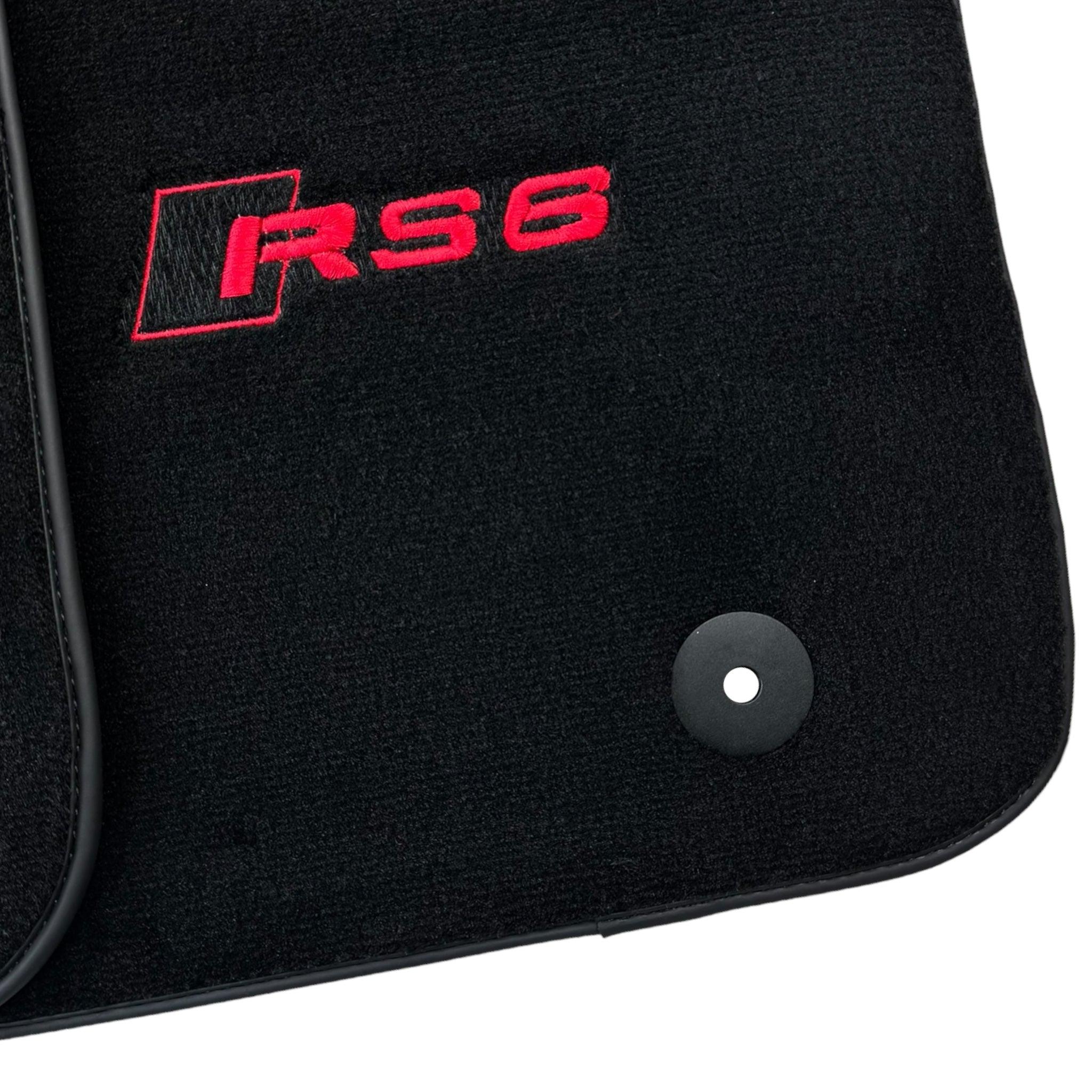 Black Floor Mats for Audi RS6 (2019-2023) | Red Edition - AutoWin