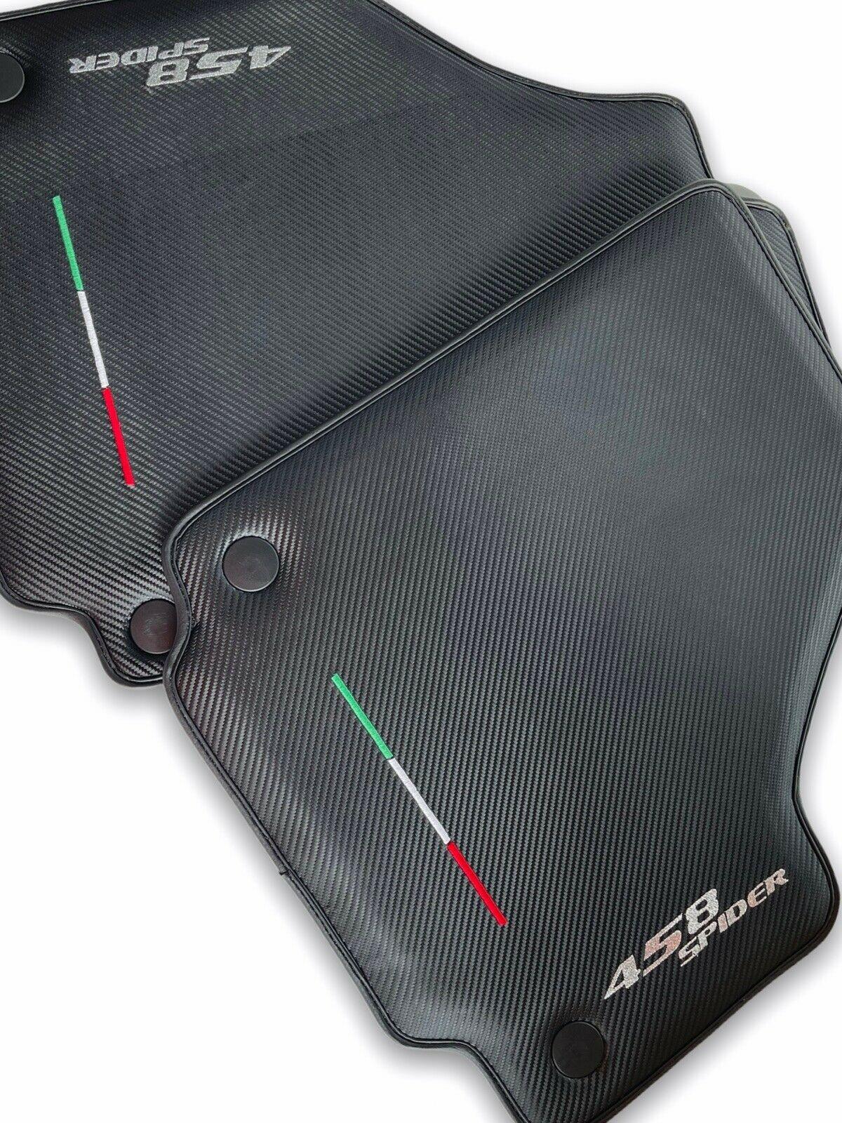 Floor Mats For Ferrari 458 Spider 2012-2015 Carbon Fiber Leather Autowin Brand Italian Edition - AutoWin