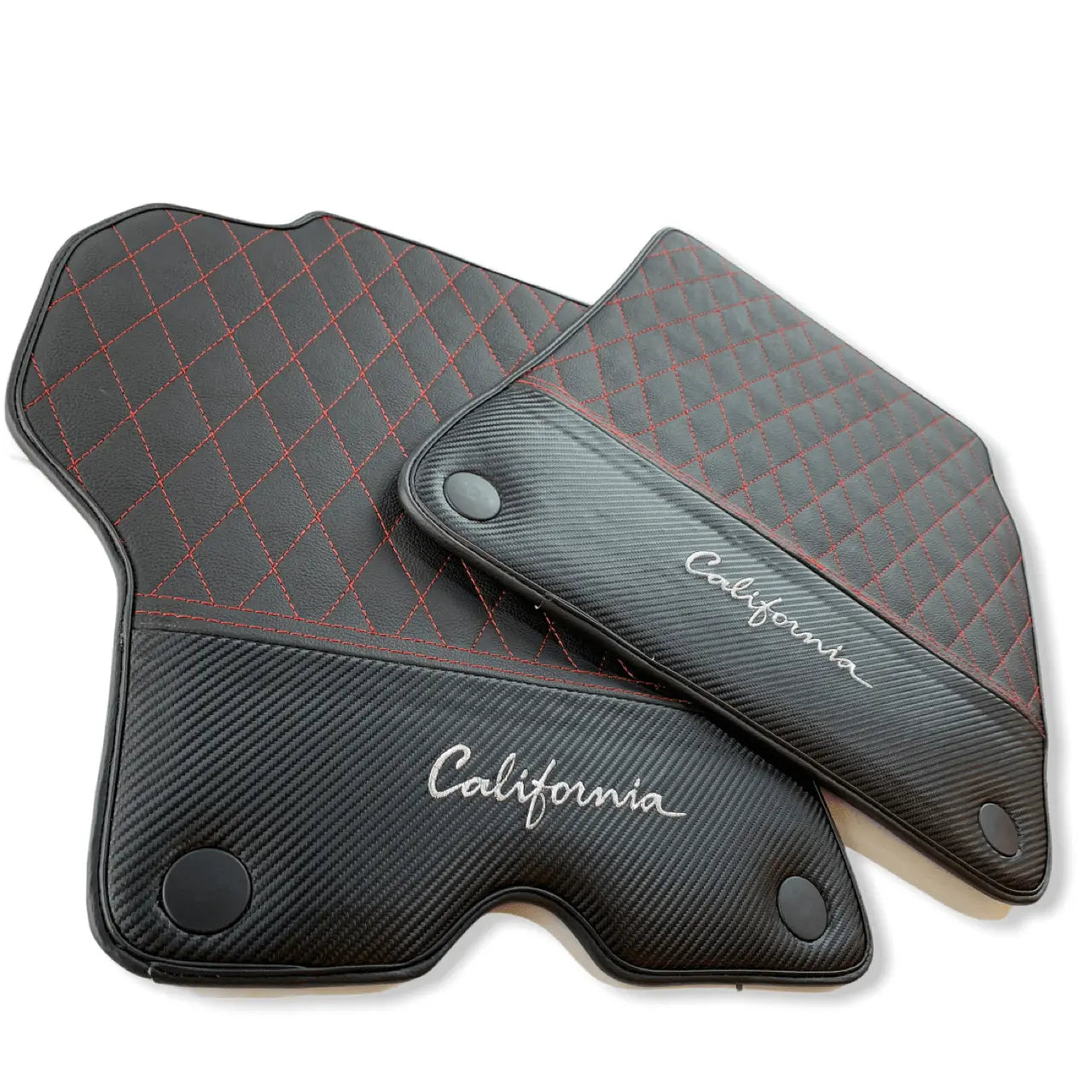 Floor Mats For Ferrari California Convertible 2008-2014 Leather Carbon Edition - AutoWin