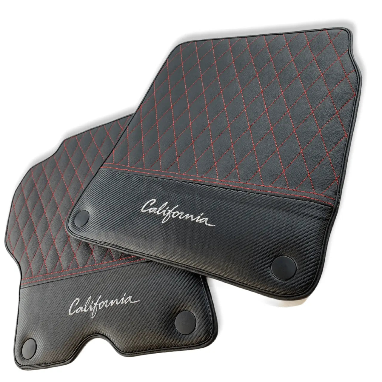 Floor Mats For Ferrari California Convertible 2008-2014 Leather Carbon Edition - AutoWin